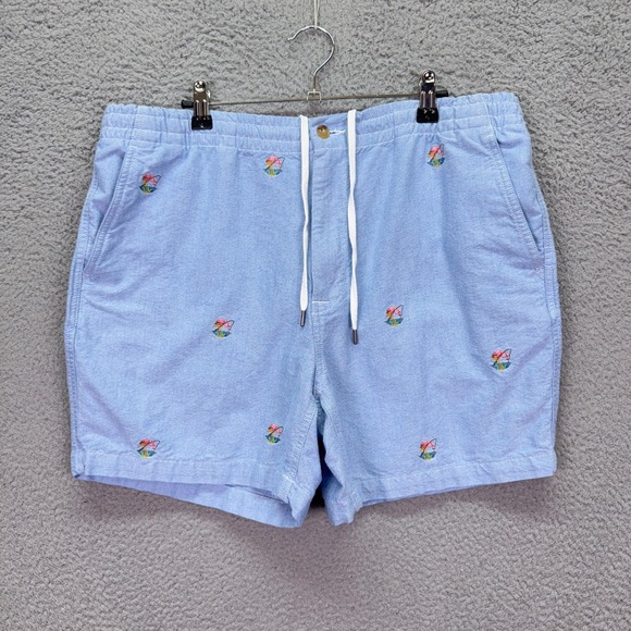 Polo Ralph Lauren Other - Polo Ralph Lauren Shorts Mens XL Blue Oxford Flamingo Embroidered 5" Preppy